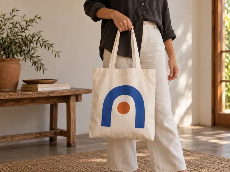 Carried Tote Scenes: the front design reviewed while the bag is carried