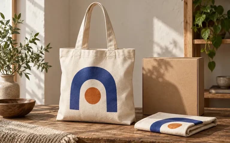 A branded canvas bag merchandise concept