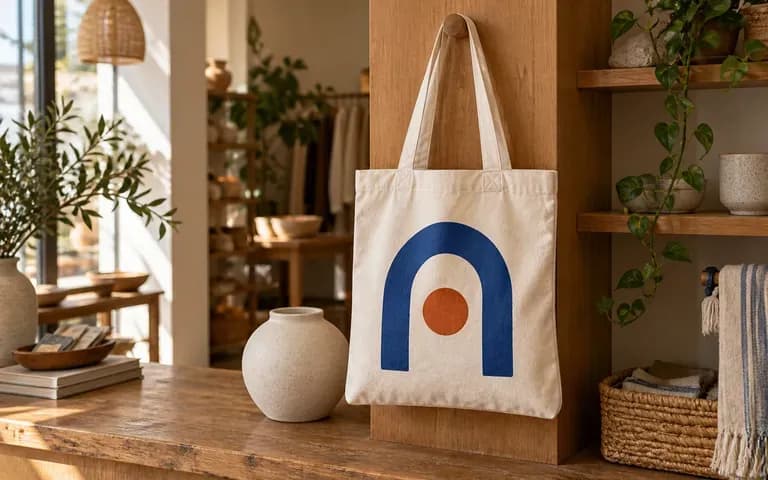 A shop's branded canvas bag concept