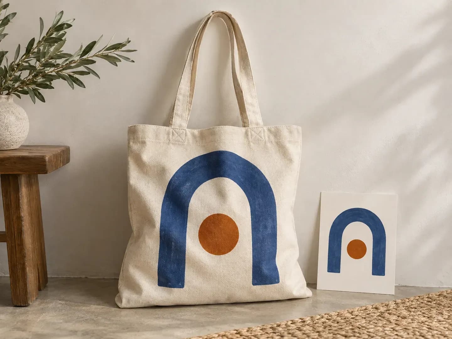 A flat illustration applied to a canvas bag with visible folds