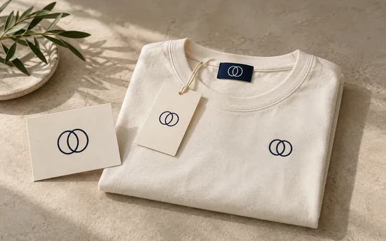 Supplied brand artwork applied across apparel and supporting materials
