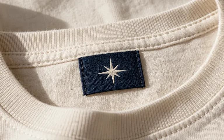 A close view of the brand mark and surrounding label area