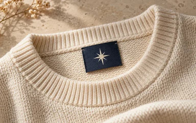 A sweater label concept with fabric context