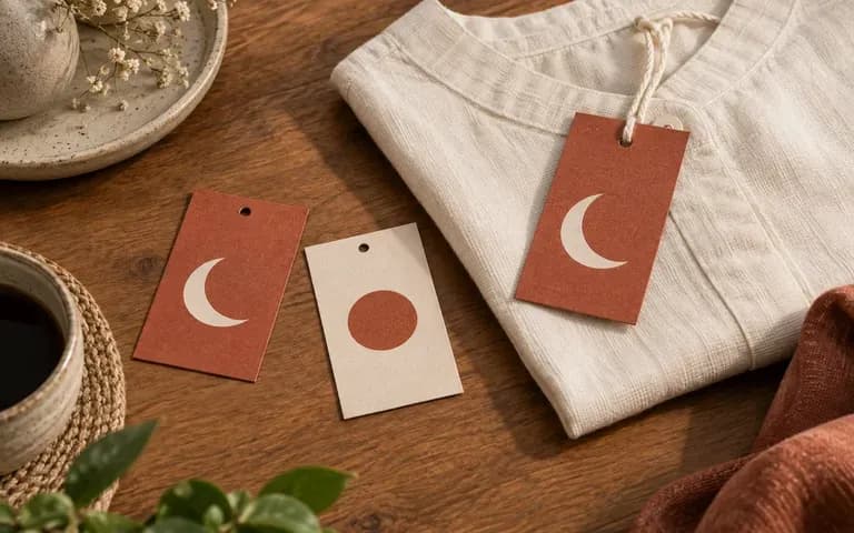 A designer's two-sided hang tag presentation