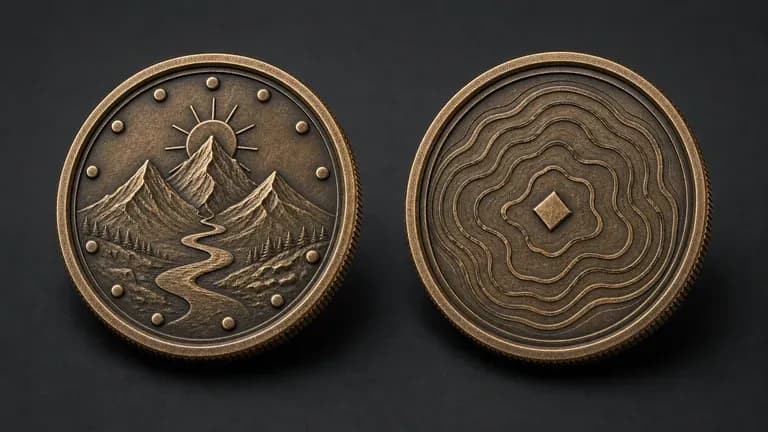 A coin's front and back faces shown close together with relief detail clearly visible on both
