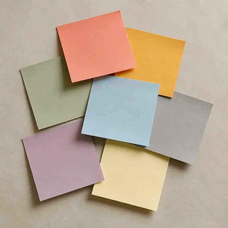 A cluster of coloured sticky notes representing a post-review revision strategy