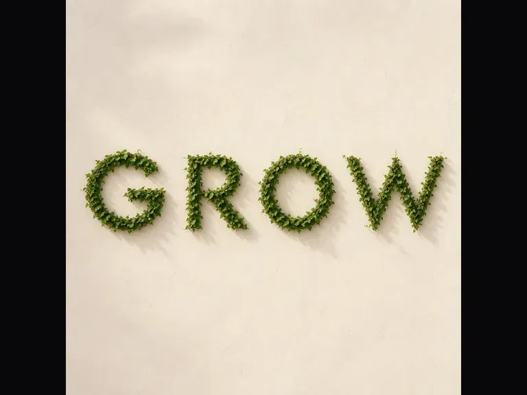 The word GROW formed from vines