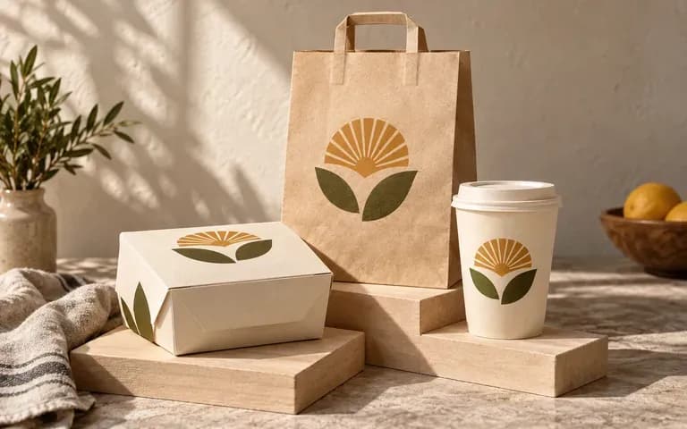Coordinated food packaging presented across several container types