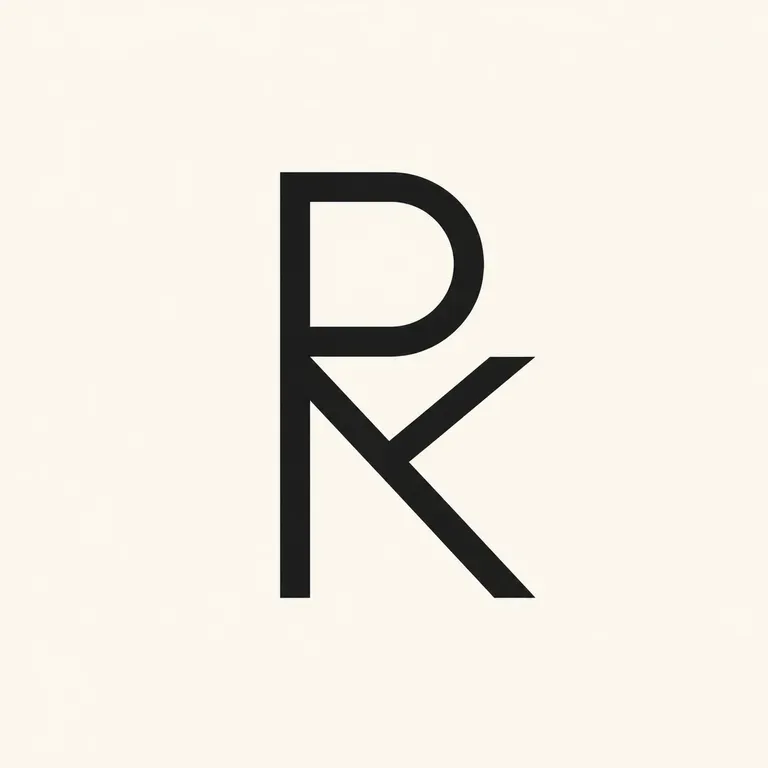 An original monogram concept with two initials sharing a single vertical stem