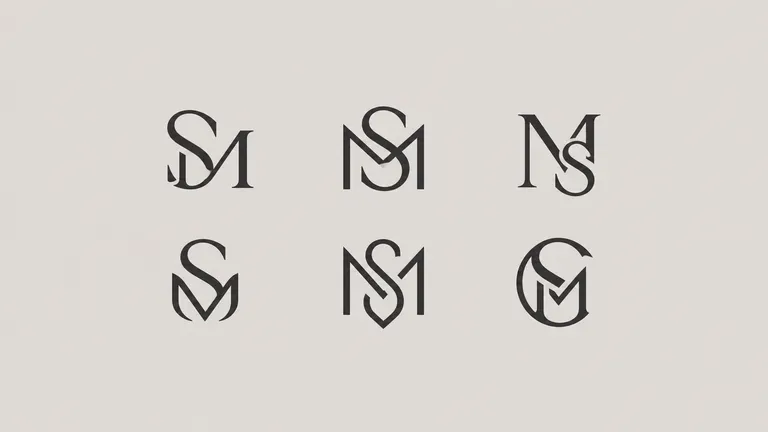 A first batch of six monogram directions generated from one pair of initials
