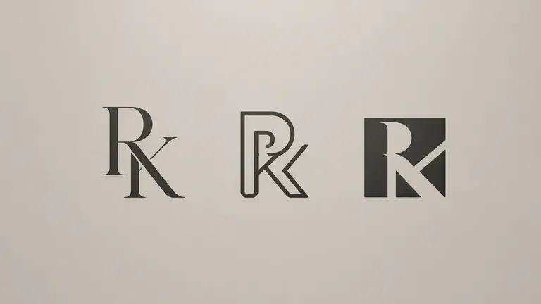 The same two initials rendered as three distinctly different monogram interpretations