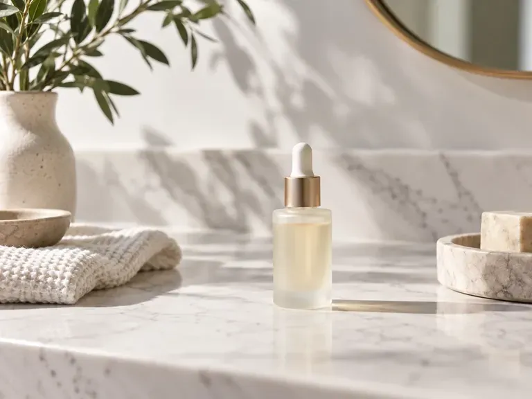 A product still life on a marble surface