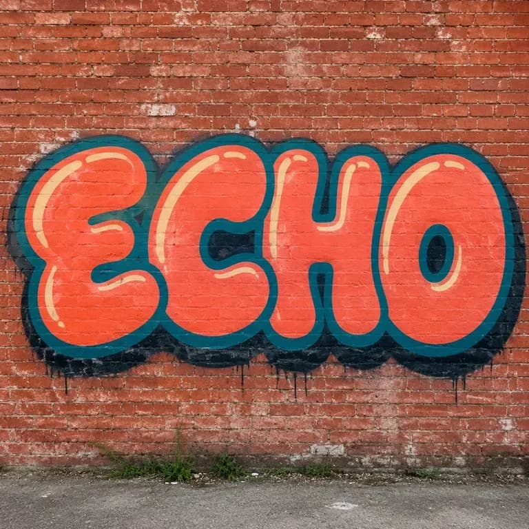A close-up of the word ECHO in bubble-letter graffiti style