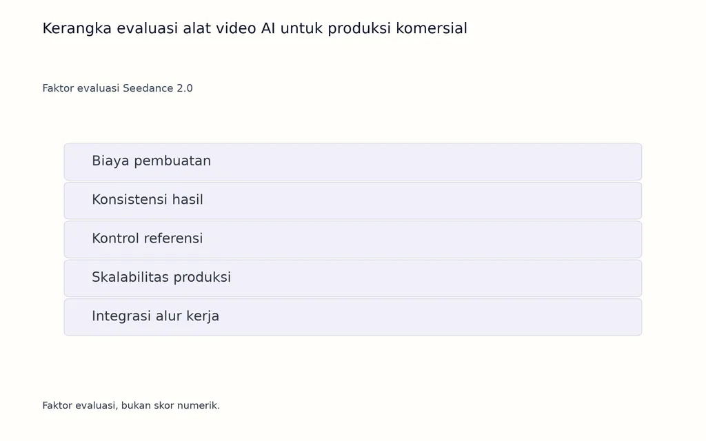 Kerangka evaluasi alat video AI untuk produksi komersial