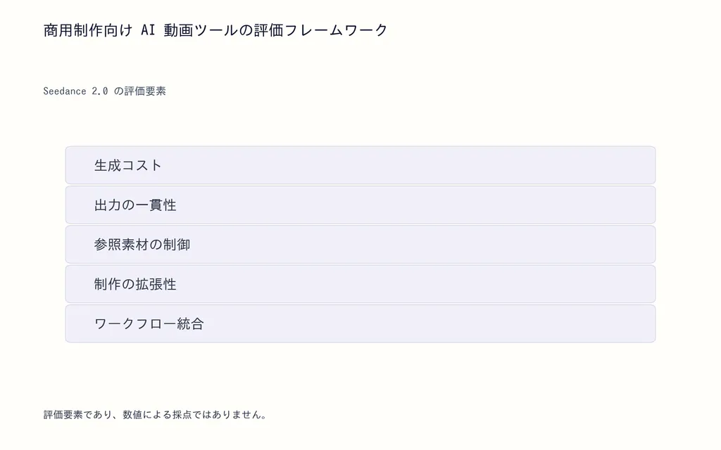 商用制作向け AI 動画ツールの評価フレームワーク
