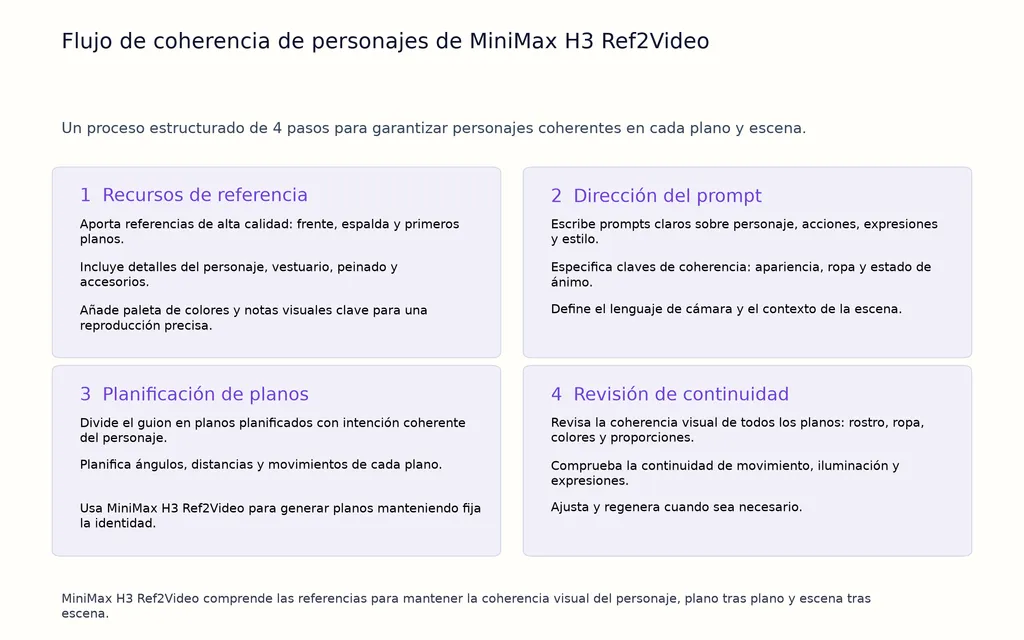 Flujo de coherencia de personajes de MiniMax H3 Ref2Video
