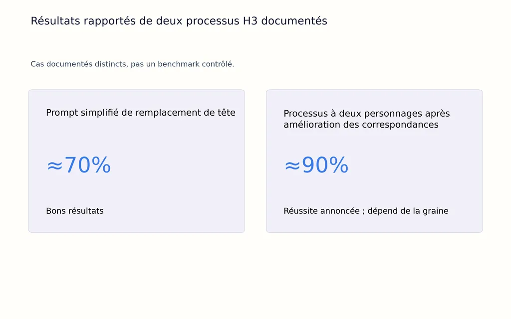 Résultats rapportés de deux processus H3 documentés