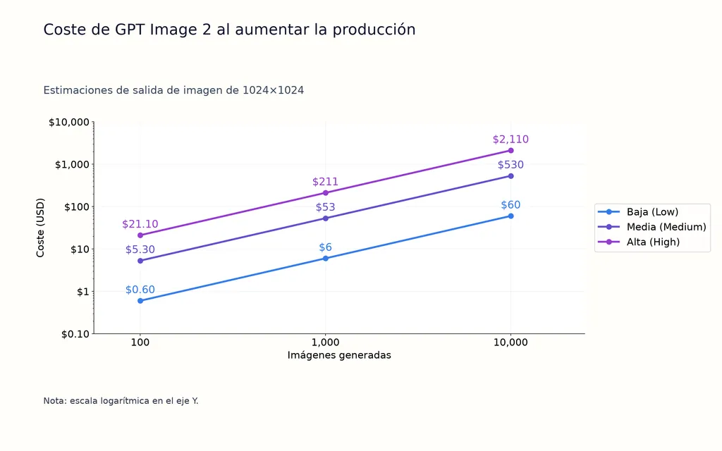 Coste de GPT Image 2 al aumentar la producción