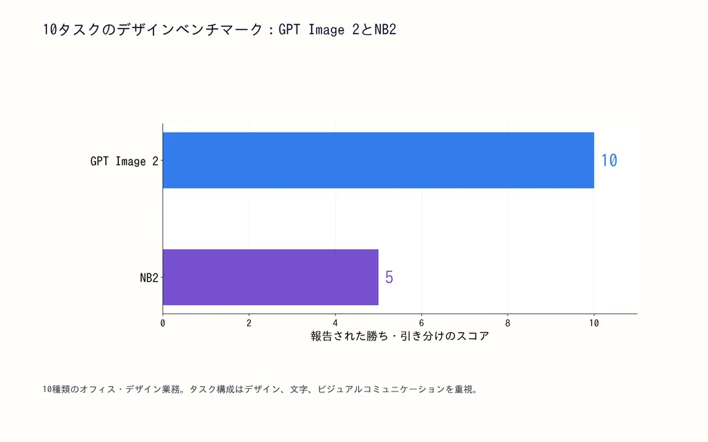 10タスクのデザインベンチマーク:GPT Image 2とNB2