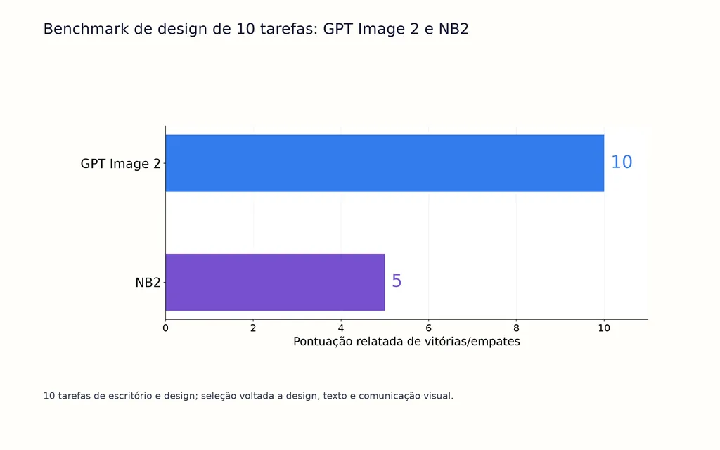 Benchmark de design de 10 tarefas: GPT Image 2 e NB2