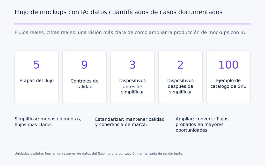 Flujo de mockups con IA: datos cuantificados de casos documentados