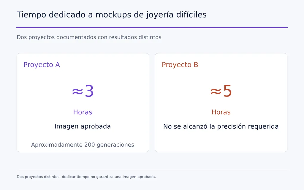 Tiempo dedicado a mockups de joyería difíciles