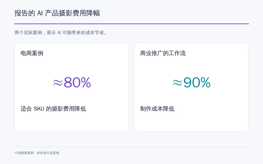 报告的 AI 产品摄影费用降幅