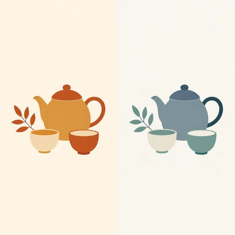 One illustration shown in a warm version and a cool version side by side