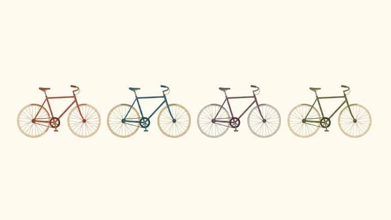Four colour variants of one illustration with every shape in an identical position
