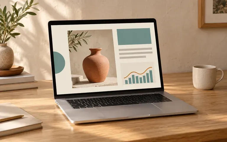 A laptop displaying a website in a simple desk setting