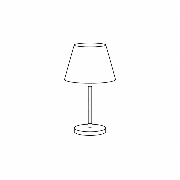 A small table lamp alone as a line drawing with nothing else in the frame
