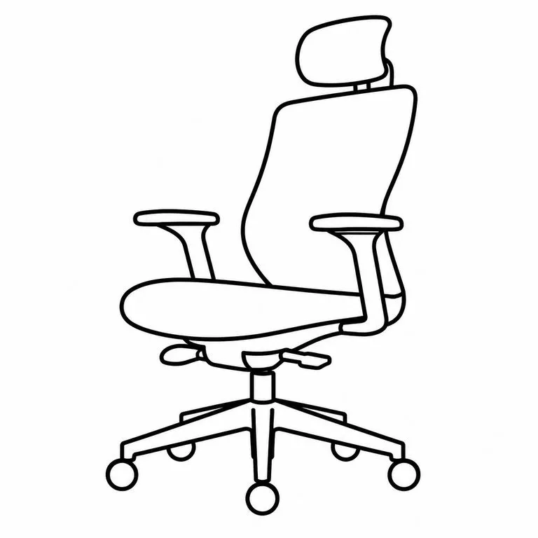 Office task chair drawn in one uniform bold stroke width