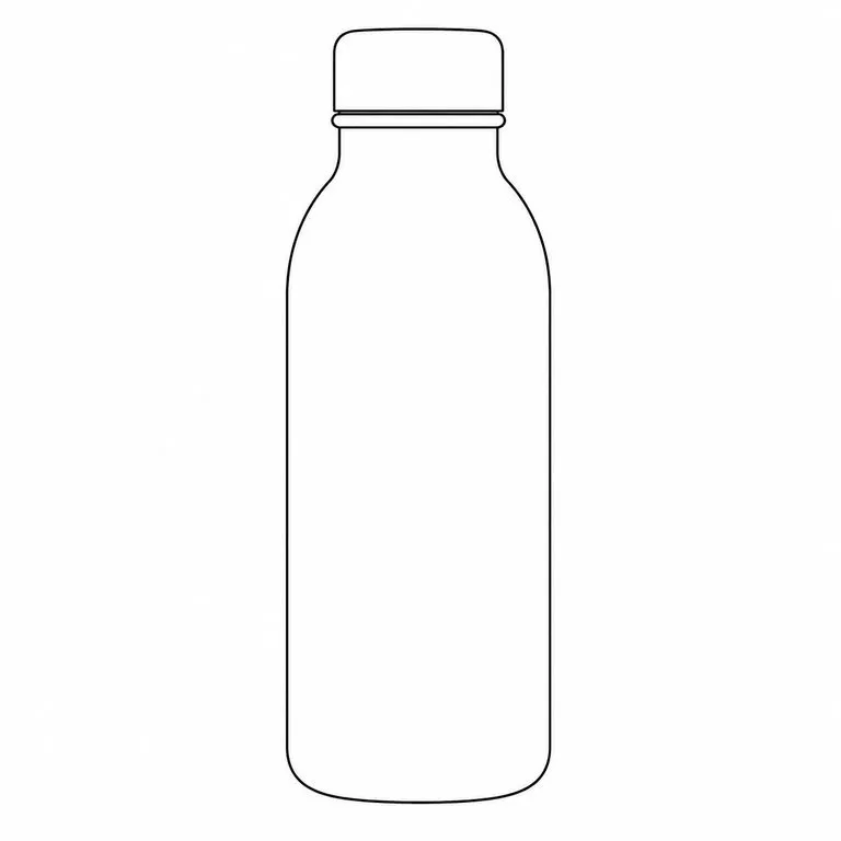 Line drawing of a glossy ceramic bottle with no highlight or reflection lines