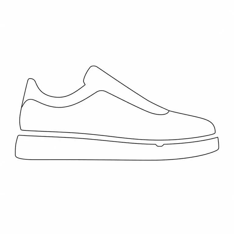 Sneaker reduced to its silhouette and three major part breaks