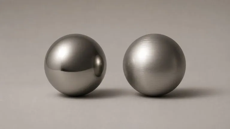 Two spheres of the same metal, one with a tight highlight and one with a broad soft highlight