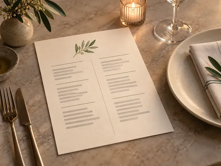 Dinner Menu Refresh: preview an approved menu at a restaurant place setting