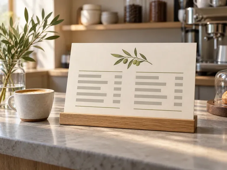 Cafe Counter Menu: show a finished drinks menu in an upright display