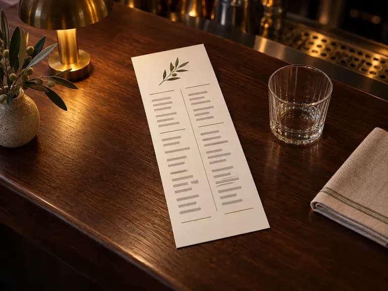 Bar List Presentation: show a drinks list on a bar counter