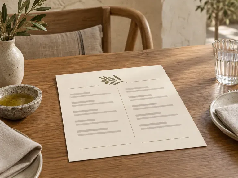Hospitality Brand Proposal: place the menu in the dining environment behind the identity
