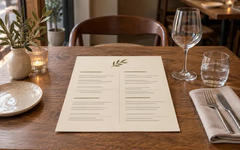 A restaurant owner reviewing a menu in a dining setting