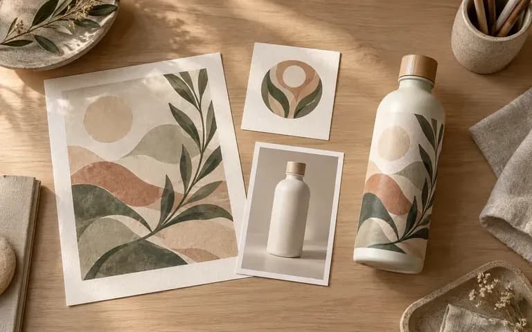 Artwork, a logo, and a product photo as different mockup starting points