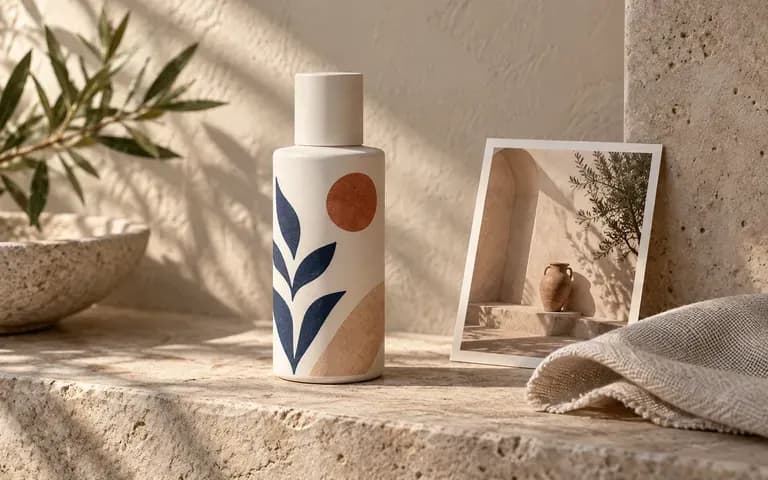 A product mockup shaped by material, lighting, and scene notes