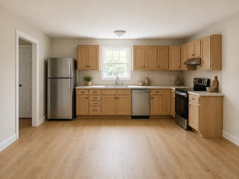 A kitchen concept with warm natural materials