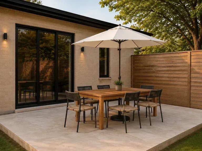 An illustrative outdoor dining area
