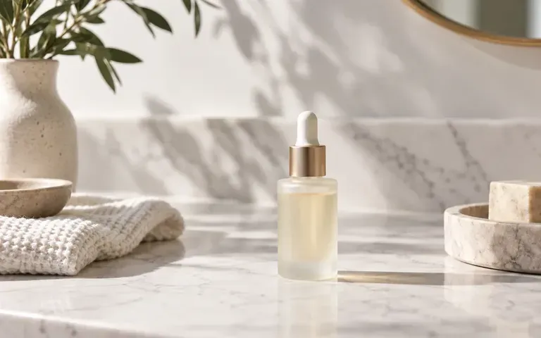 A product still life on a marble surface