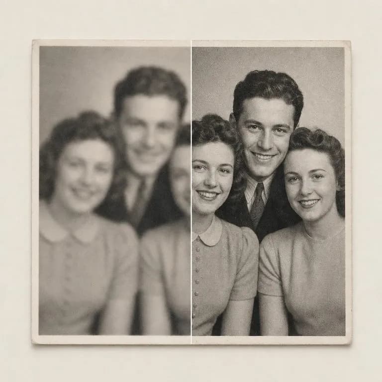 Blurred faces in a group recovered without becoming strangers