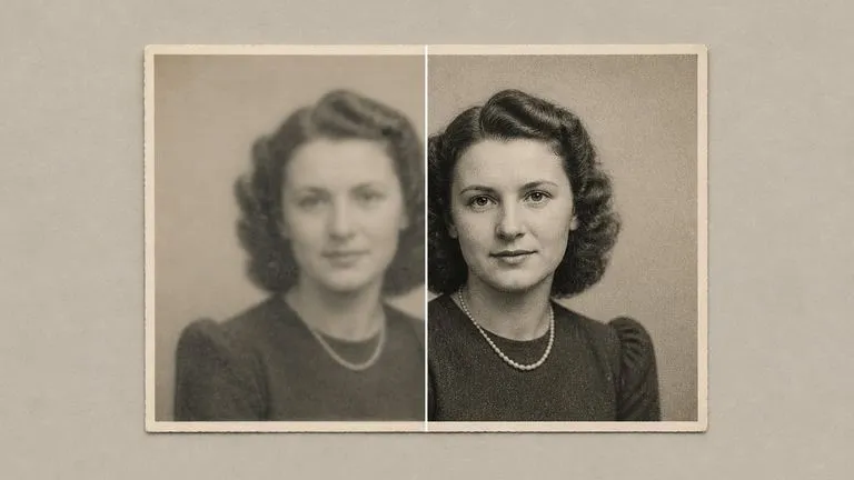 A soft portrait sharpened back without the face turning smooth or plastic