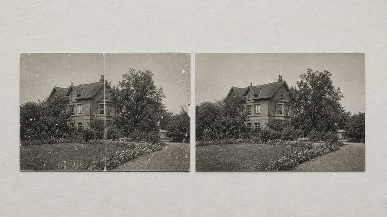 Scratches, creases and dust removed from a print with the grain left intact