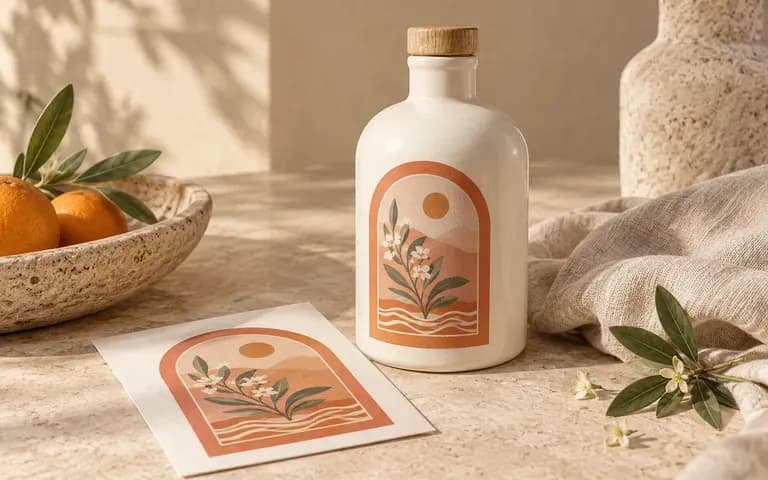 Existing packaging artwork beside its generated container preview