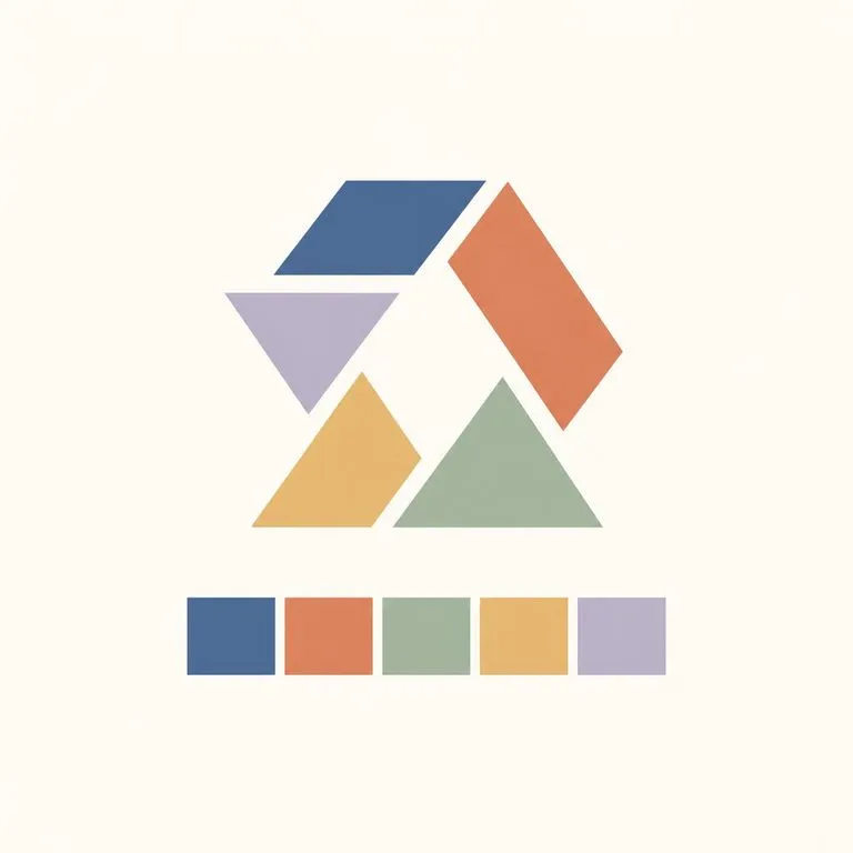An abstract geometric mark above the palette recovered from it